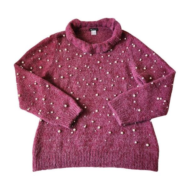 Venus Sweater Pearls Women's XL Fuzzy Cozy - Picture 1 of 3